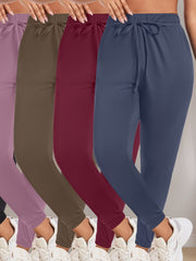 Pantalones de yoga para mujer de talla grande, joggers con cordón, color sólido, leggings deportivos