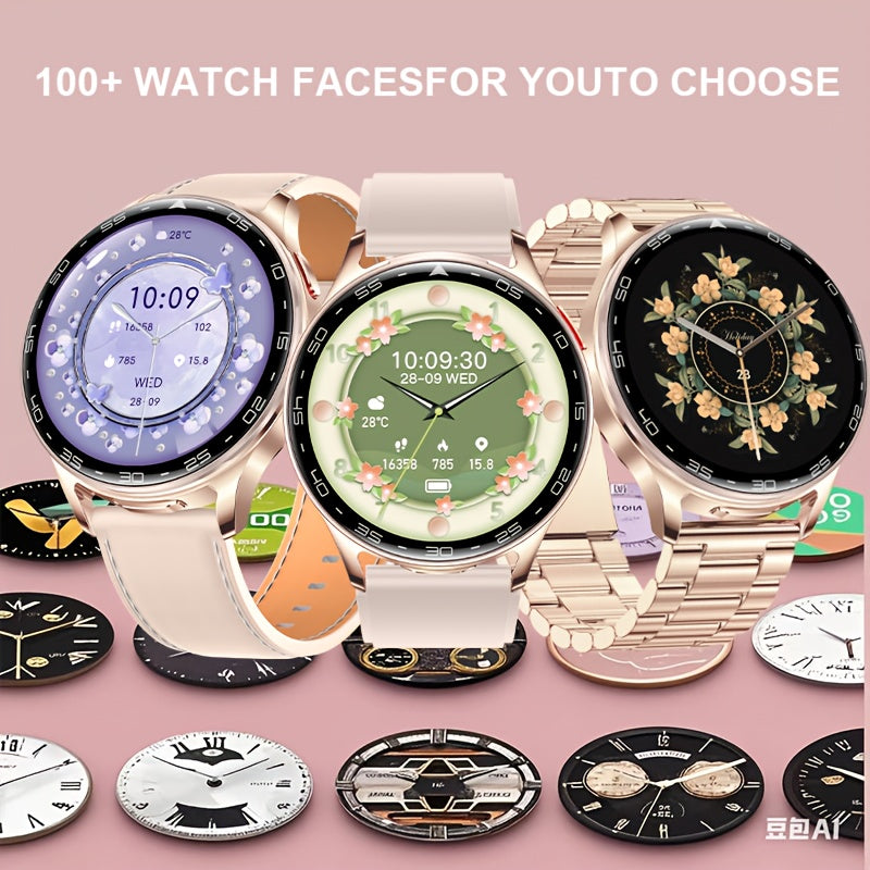 Women's Health Smartwatch with Built-in Wireless Headphones 3.5cm IPS Display Water Resistant Silicone Strap