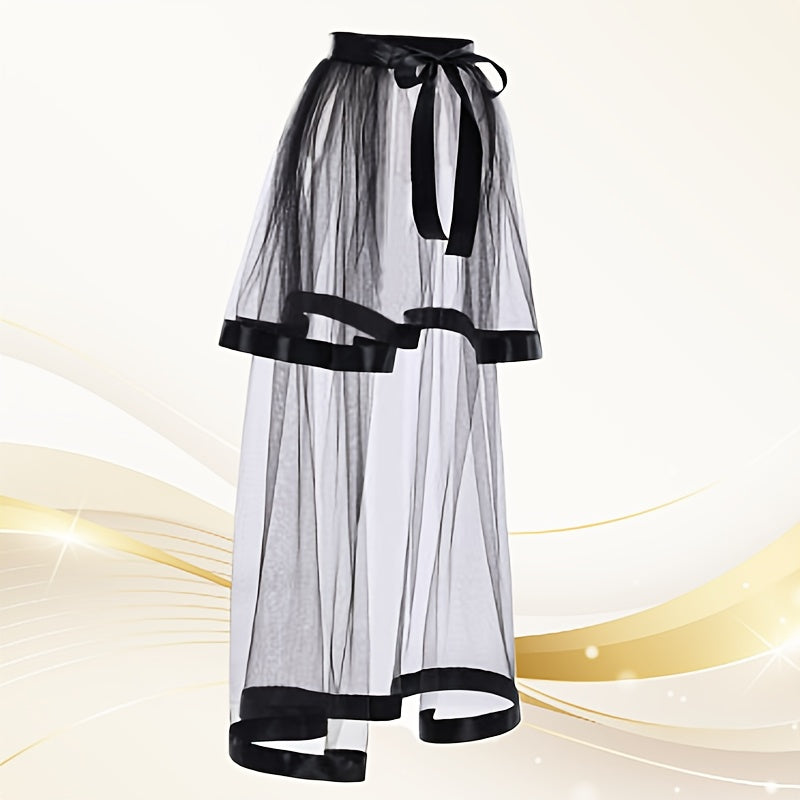 Elegant Bridal Tulle Skirt with Double Layer Ribbon for Wedding or Prom