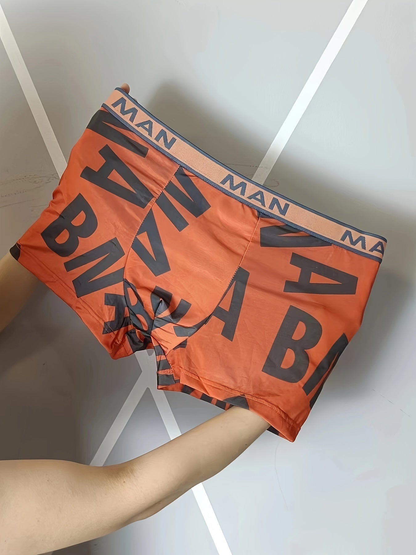 Men's Boxer Briefs Set of 4 High Elastic Breathable Polyester with Letter Print Multicolor