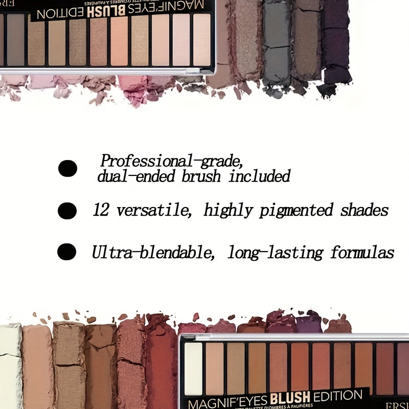 Paleta de sombras de ojos para mujer 12 tonos mezclables en tonos nude y ahumados