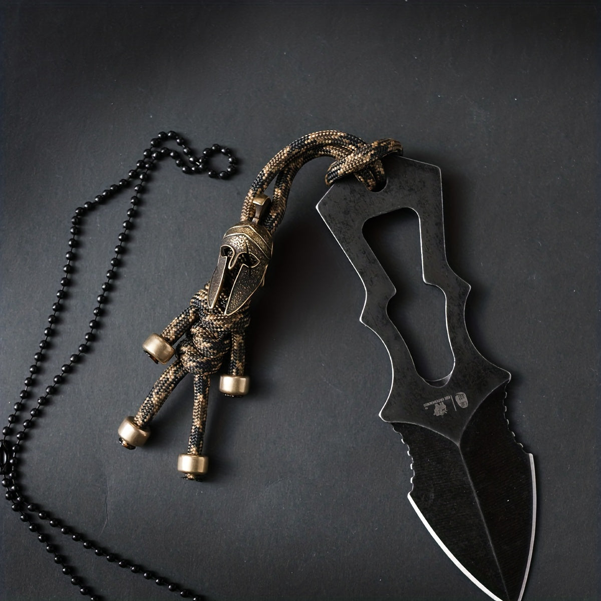 Brass Car Keychain with Metal Backpack Accent in Rich Brown