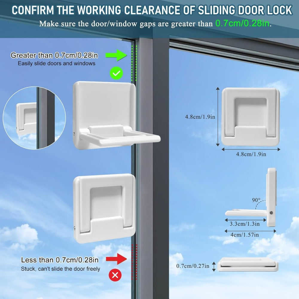 Childproof Sliding Door Window Locks Set of 2 White Security for Glass Doors and Windows