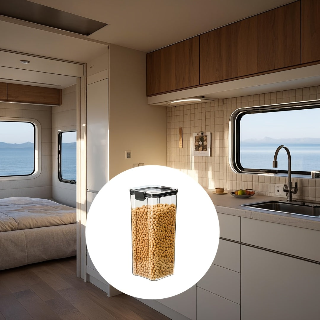 Durable Plastic Food Storage Container with Lid for Dry Goods and Outdoor Use