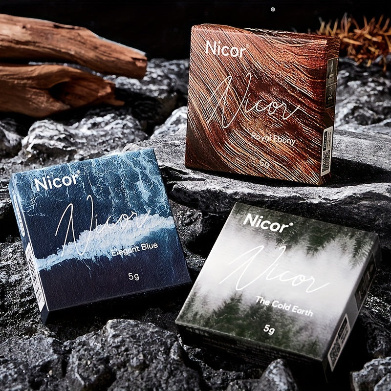 Men's Solid Perfume Stick with Long-Lasting Herbal Woody Fragrance and Moisturizing Squalane