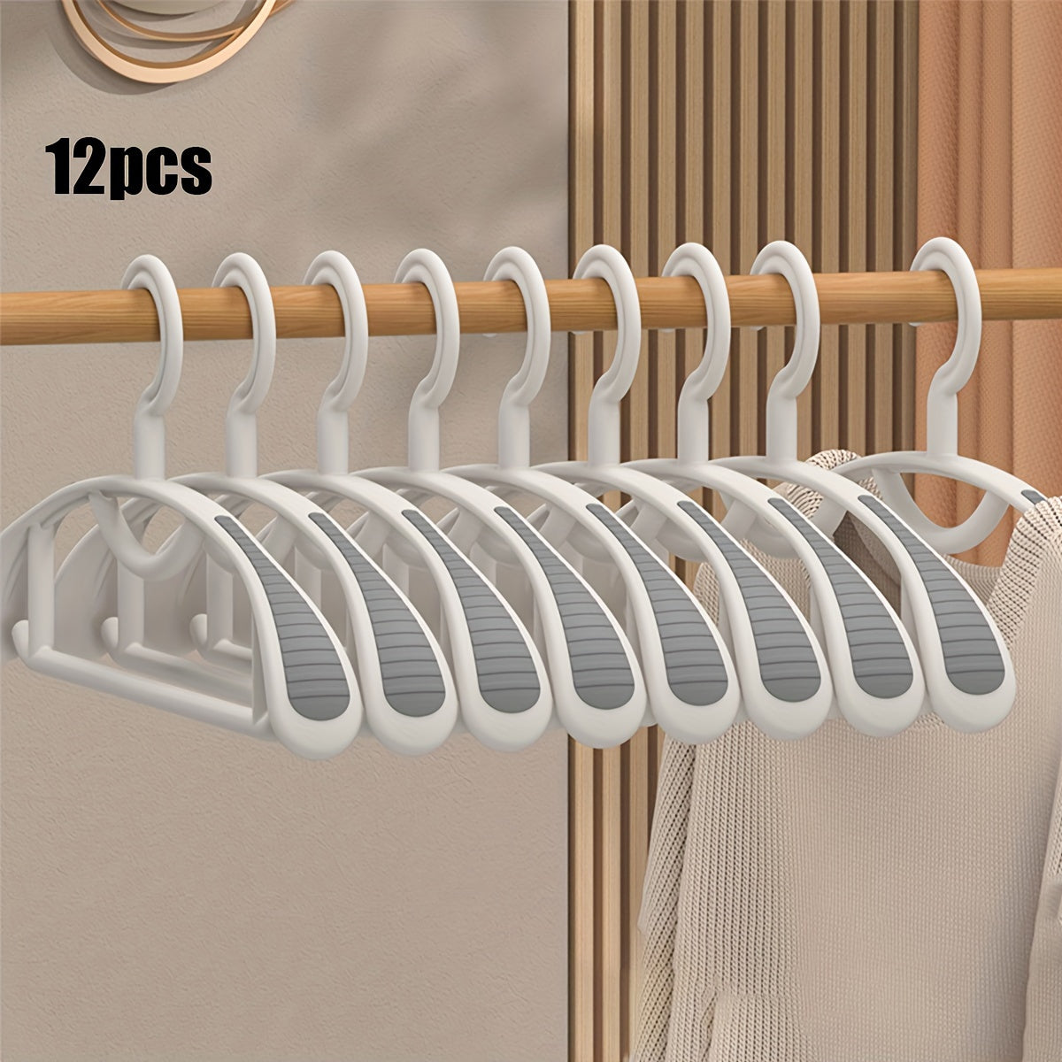 24-Pack White Plastic Clothes Hangers Non-Slip Wide Shoulder Space-Saving Heavy-Duty
