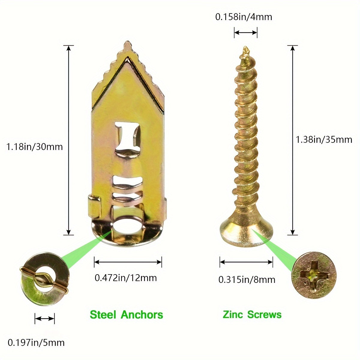 50/100/150 Pcs Galvanized Steel Self-Drilling Wall Anchors Drywall Inserts