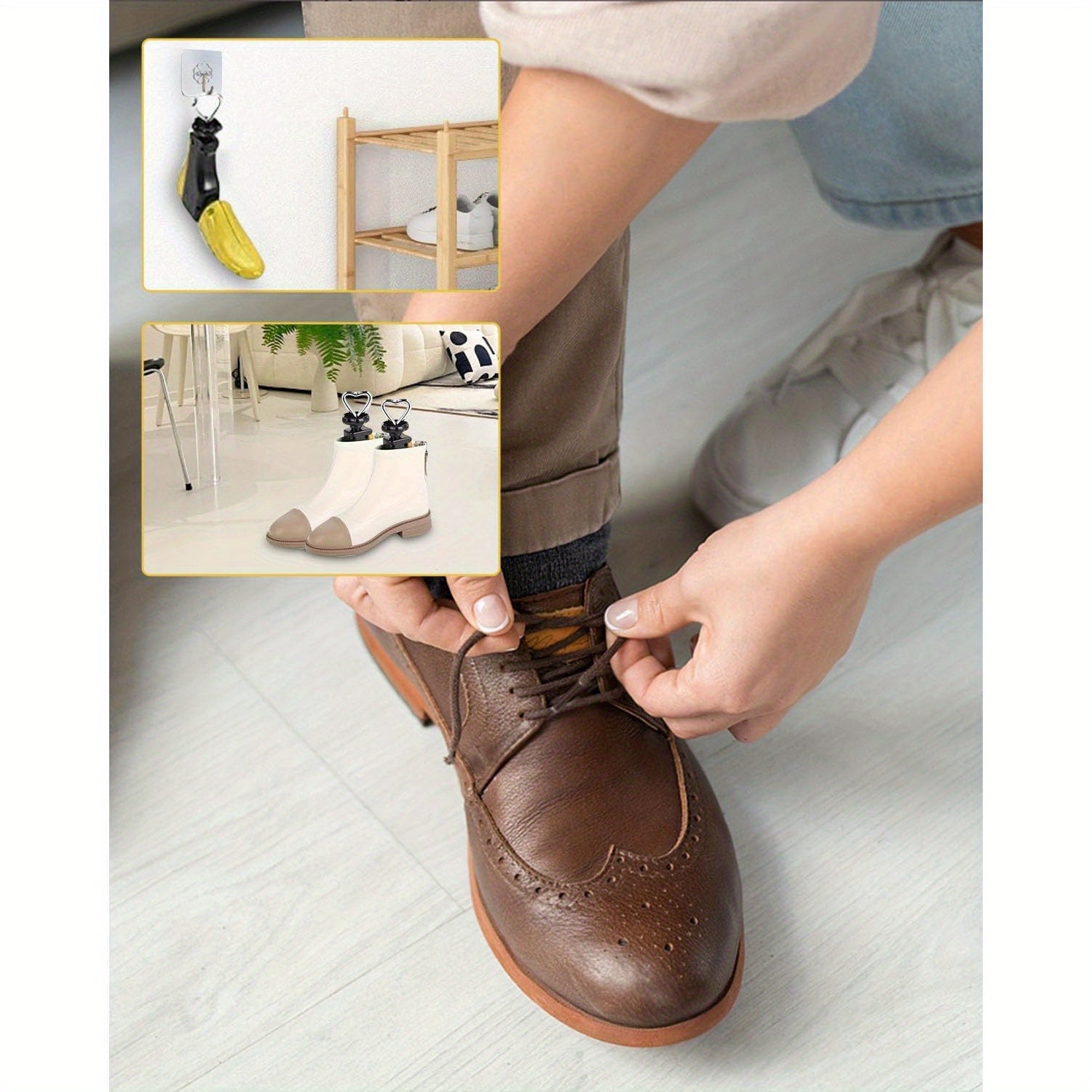 Unisex Plastic and Metal Adjustable Shoe Tree with Shoehorn for Boots