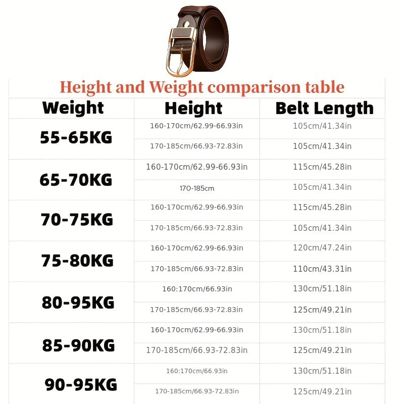 Men's Dark Brown PU Leather Retro Buckle Belt for Casual Business Jeans