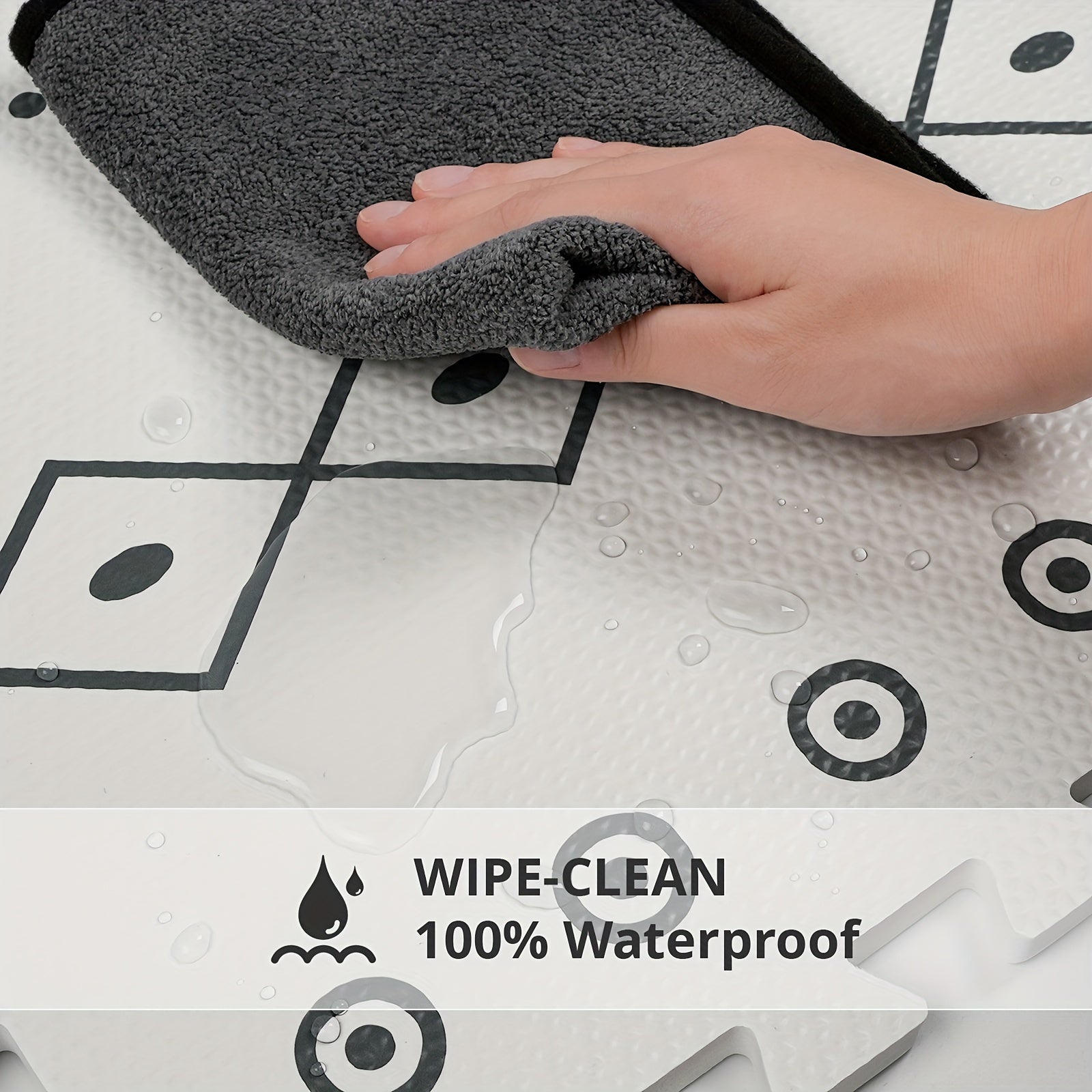 Набор из 6 ковриков для игр в богемском стиле: каждый коврик имеет размеры 60 см x 60 см и толщину 1,2 см. Коврики легко соединяются друг с другом и просты в очистке, что делает их идеальными как для игр в помещении, так и на улице.