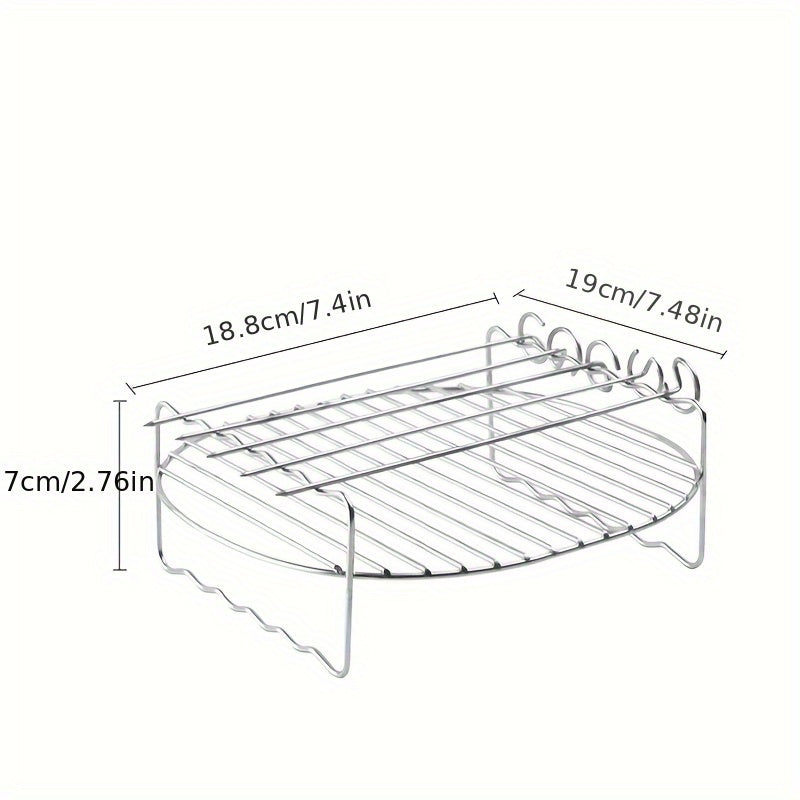 Stainless Steel Air Fryer Set with Skewers and Rack for Oven Microwave and Air Fryer