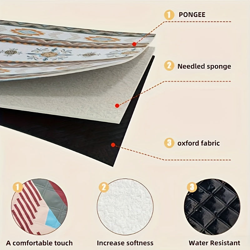 Bohemian Reversible Outdoor Picnic Blanket with Carry Bag for Camping Beach Hiking