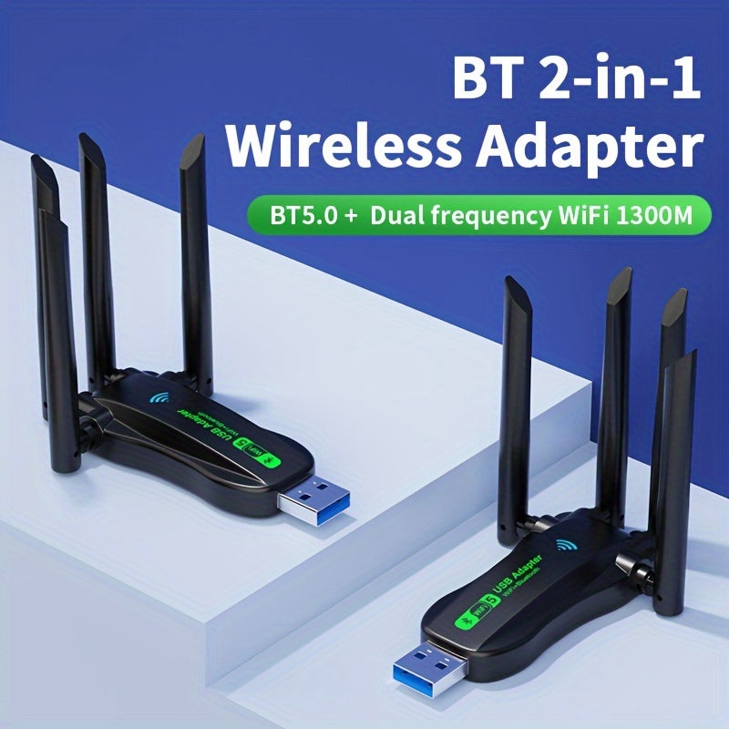 2-in-1 simsiz adapter Dual Band WiFi 1300M USB Plug and Play