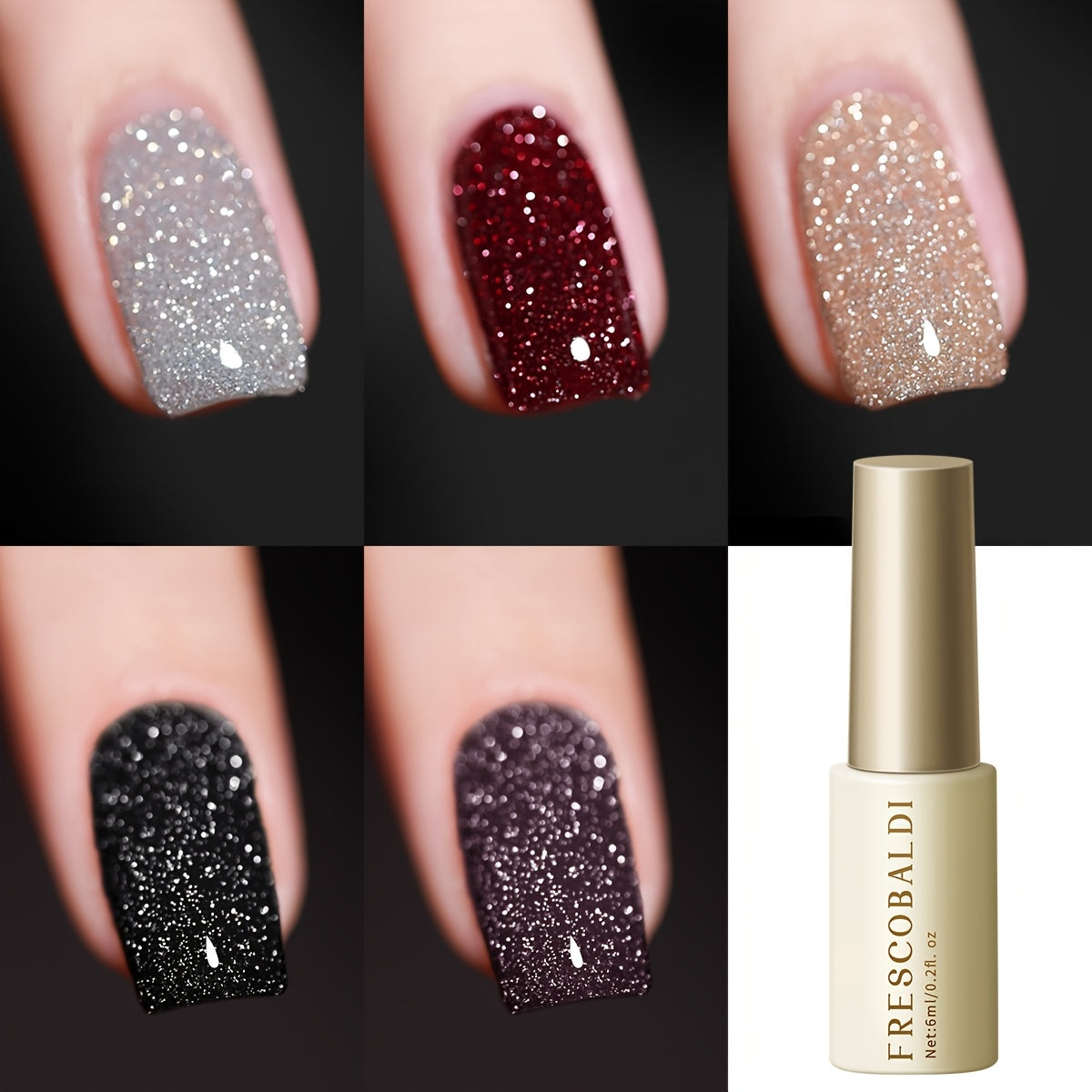 Sparkling Nail Art Glitter Gel with Disco Sparkle and Heart Pattern