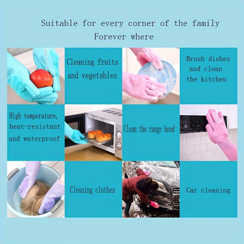 Waterproof Silicone Gloves for Kitchen Dishwashing and Pet Bathing High Temp Resistant