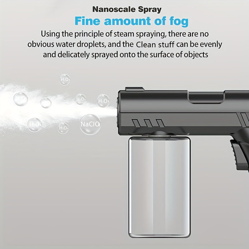 USB orqali zaryadlanadigan nano purkagich quroli, 1200mAh batareyasi bilan portativ suv atomizatsiyasi uchun, bir xil qoplama va ko'rinmas burchaksiz. Fan va texnologiya tozalash uchun ideal. Siqilgan dizayn.