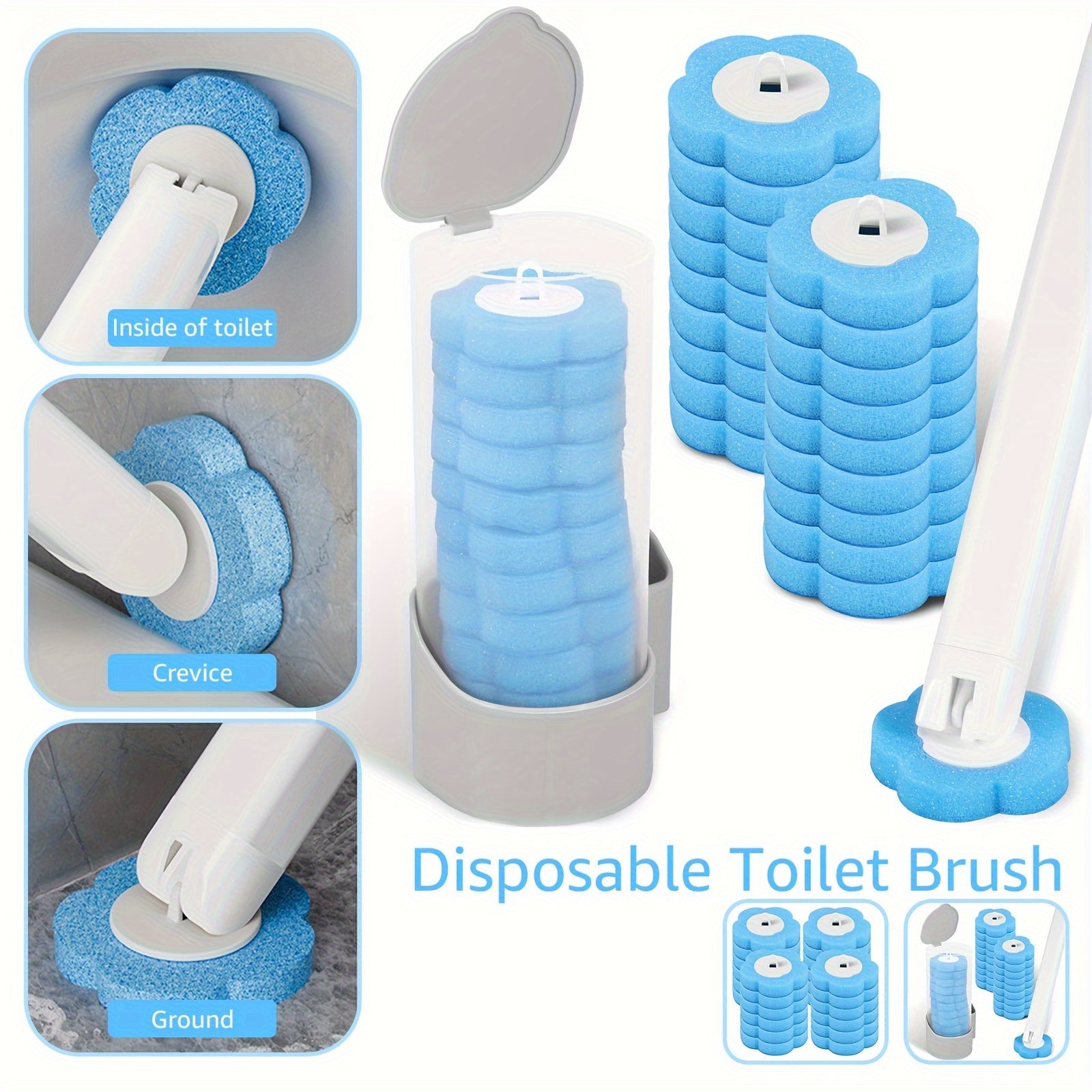 Elektrsiz bir martalik hojatxona cho'tkasi tozalash to'plami 18 ta to'ldirish bilan - qulay devorga o'rnatiladigan hojatxona tozalagichi, yopishqoq ushlagich va saqlash qutisi bilan - oson va samarali hojatxona tozalash uchun tutqich