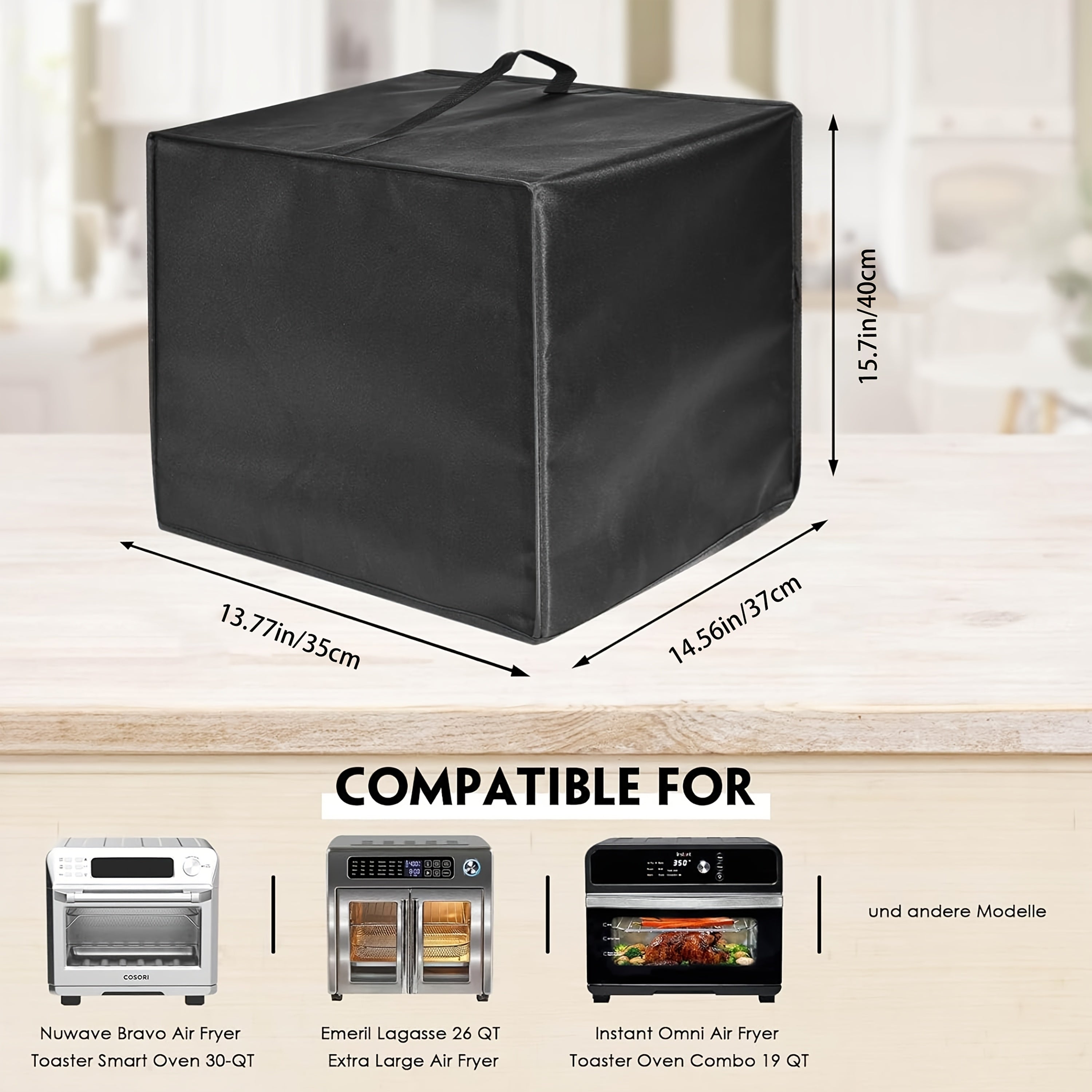 Waterproof Air Fryer Cover Dust UV Resistant Protective Oven Cover Multi-Functional Digital Accessory Black Gray
