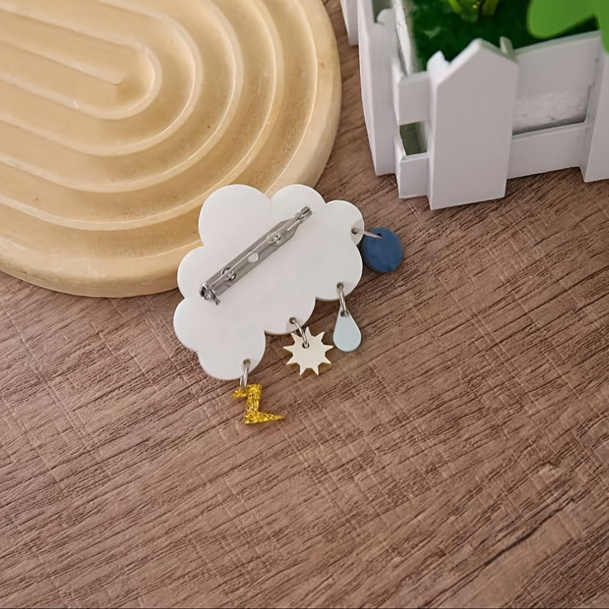 White Cloud Acrylic Brooch for Women and Girls Stylish Adornment for Outfits and Bags