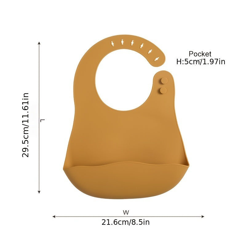 Adjustable Waterproof Baby Bibs for Infants Soft Silicone with Pocket