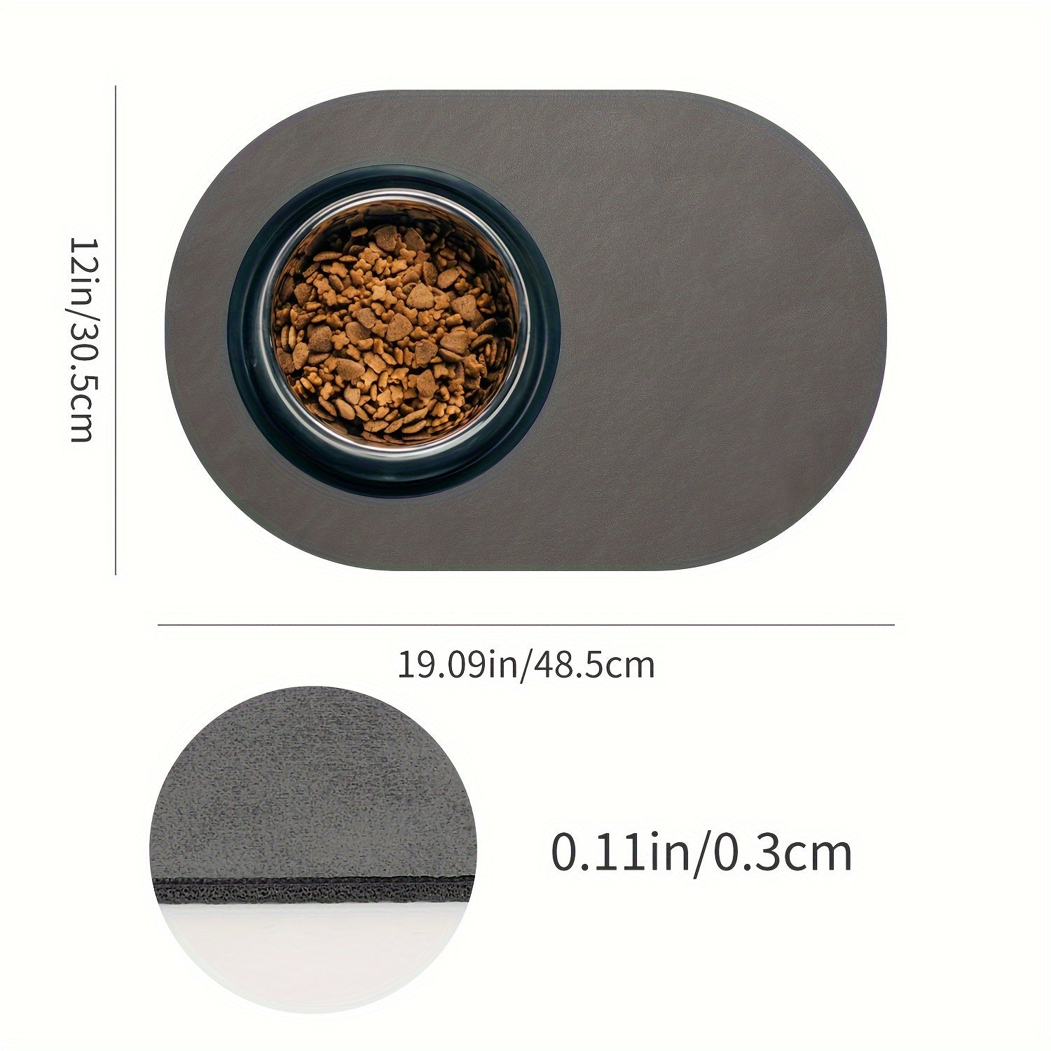 Solid Color Oval Pet Mat Absorbent Food Pad Non-Slip Water Fountain Rug