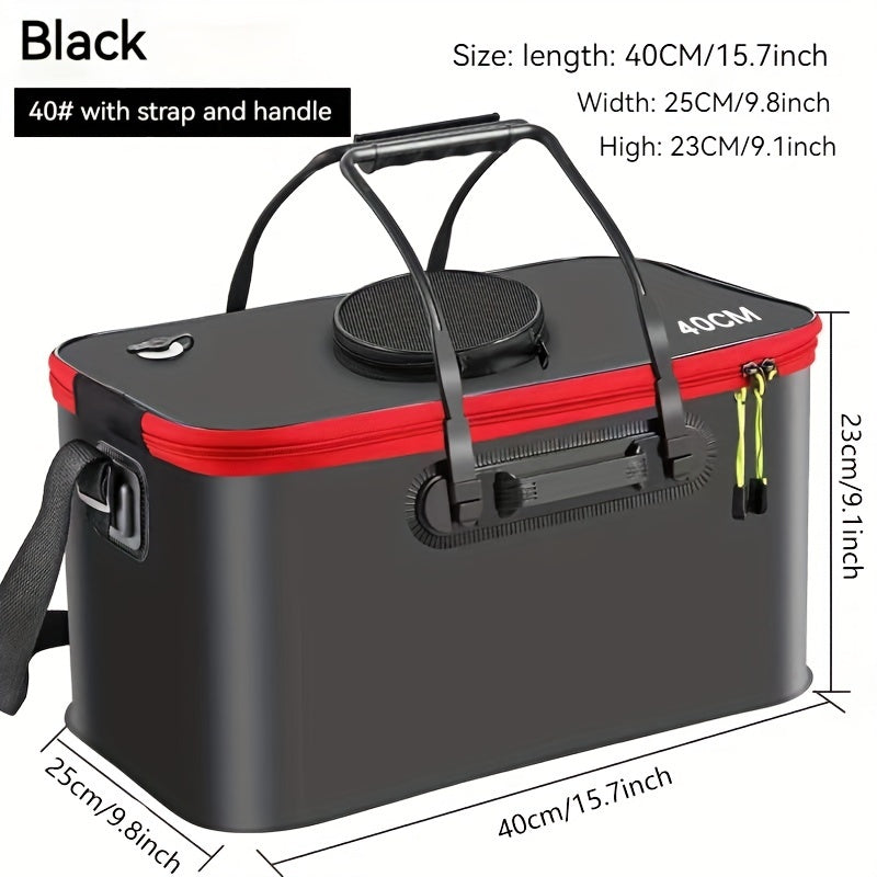 Waterproof EVA Fishing Gear Bag with Collapsible Live Fish Bucket and Tackle Storage