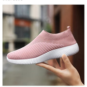 Women's Slip-On Sneakers Breathable Fabric EVA Cushioned Sole All-Season White Teal