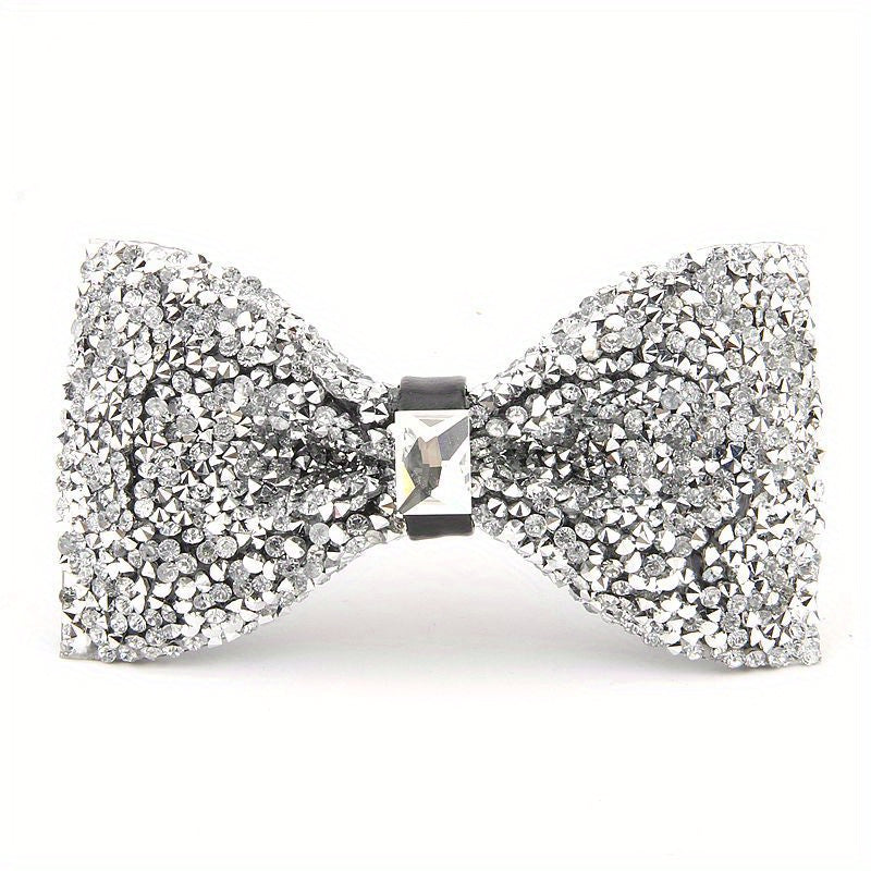 Men's Bow Tie with Faux Diamond Knot for Weddings and Formal Events