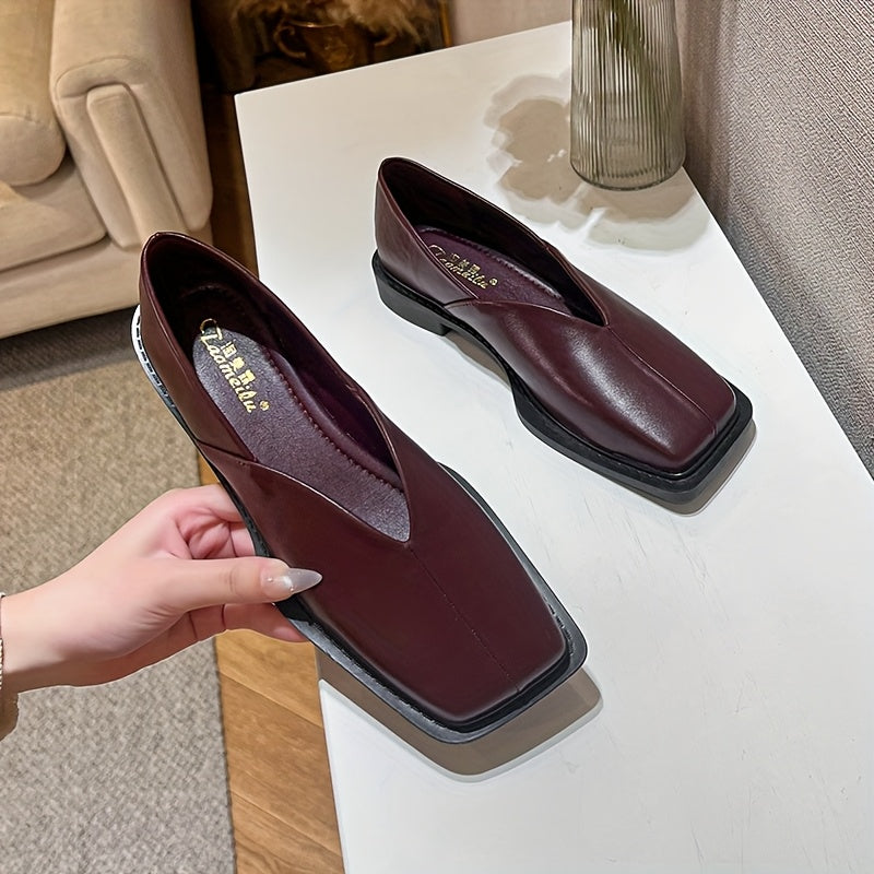 Women Square Toe Flats Synthetic Slip-On Comfortable Summer All-Season Footwear