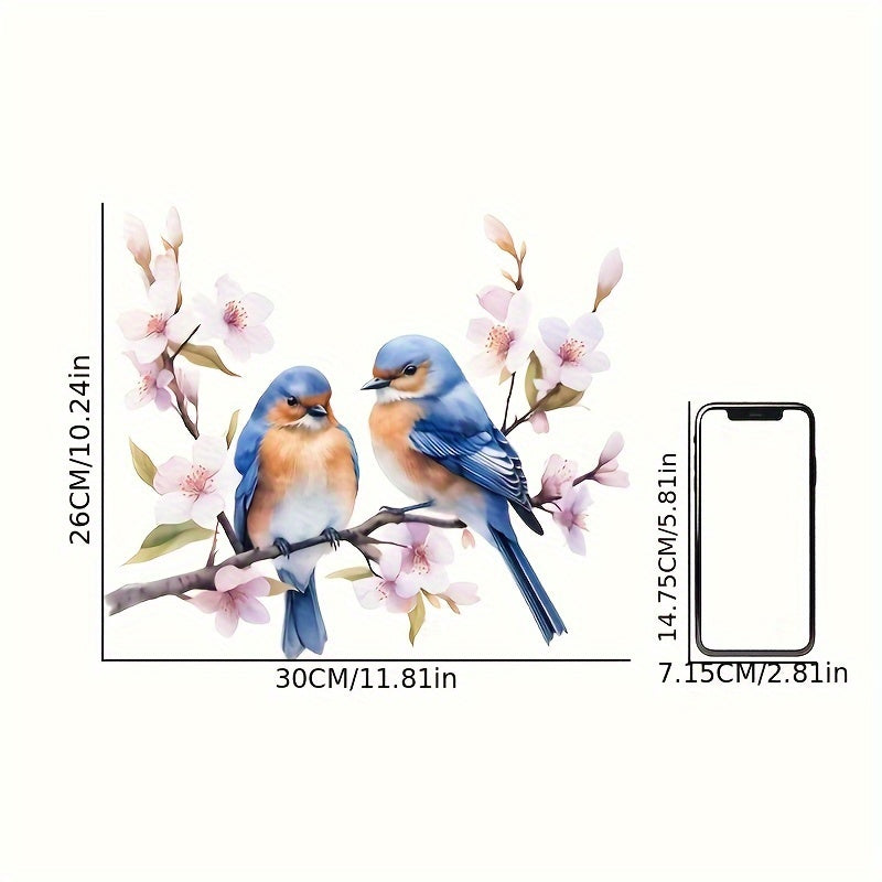 Bird and Flower Window Clings Removable Self-Adhesive Home Decor
