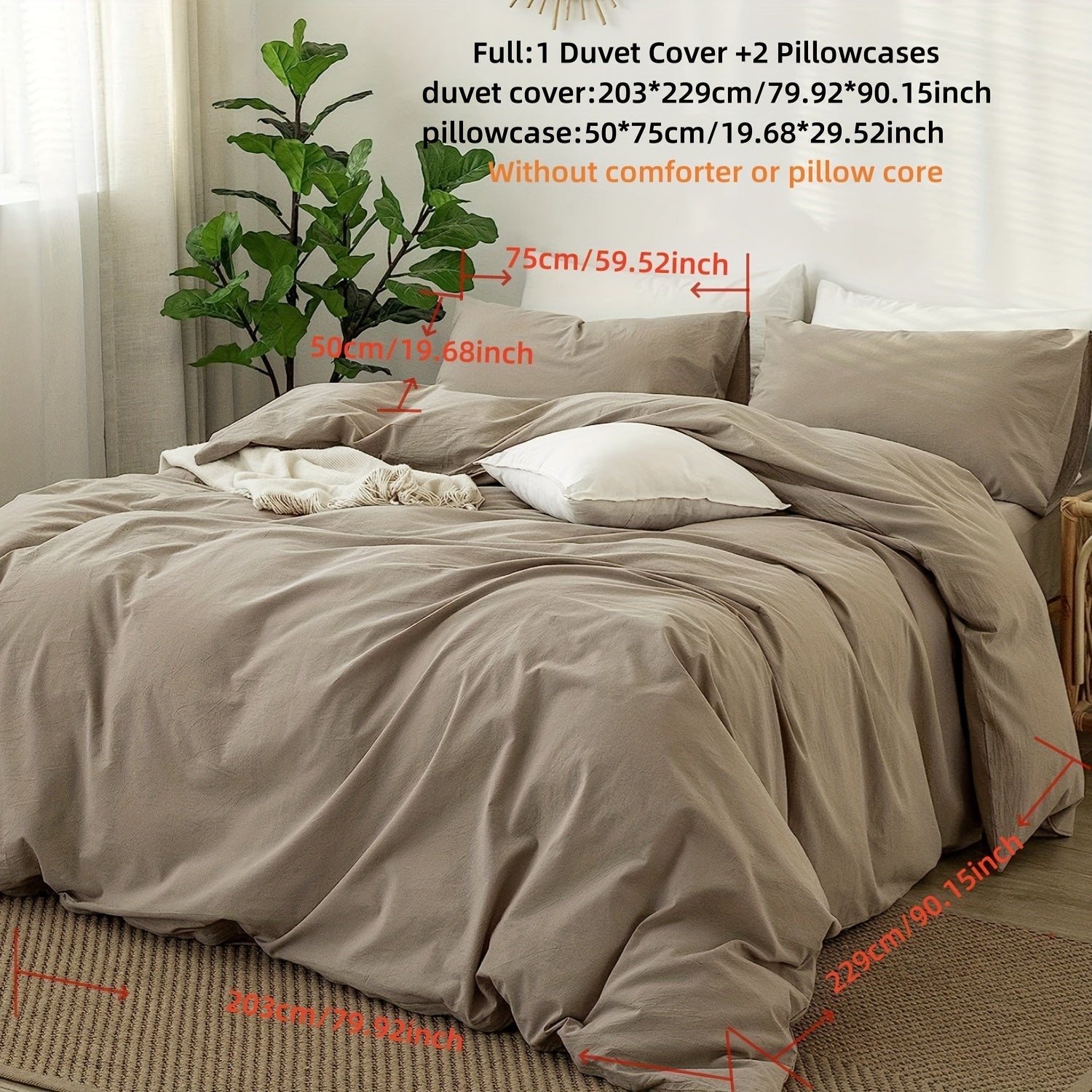 Bedding Set with Quilt Cover and Pillowcases Soft Brushed Fiber Wrinkle and Fade Resistant