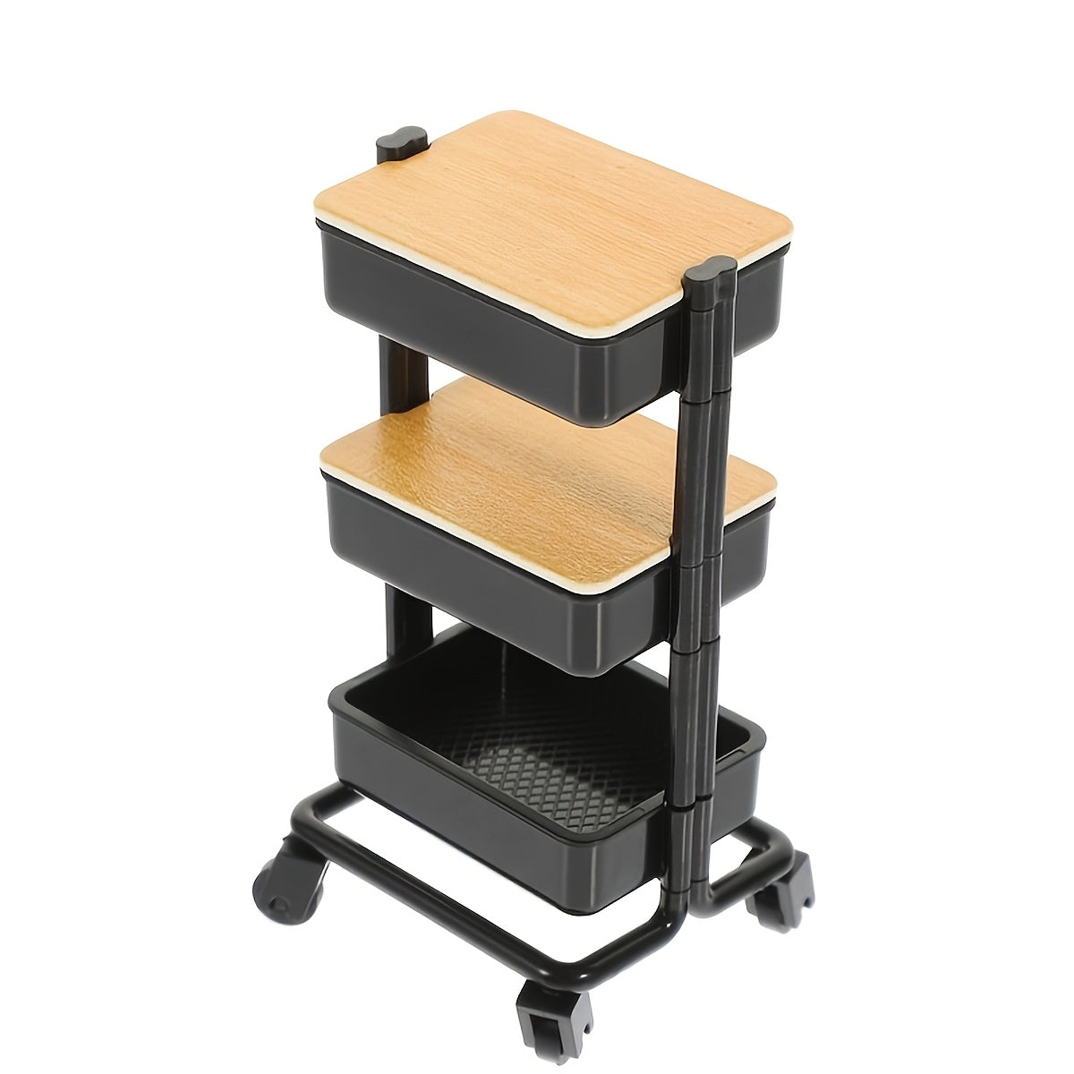 Mini Plastic Dining Cart Trolley with Storage for Dollhouse and Living Room Display