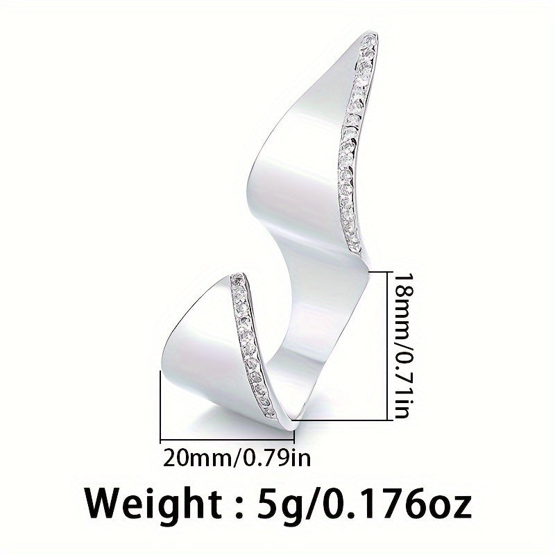 Women's Silver Ring with Irregular Geometric Synthetic Zirconia Inlay