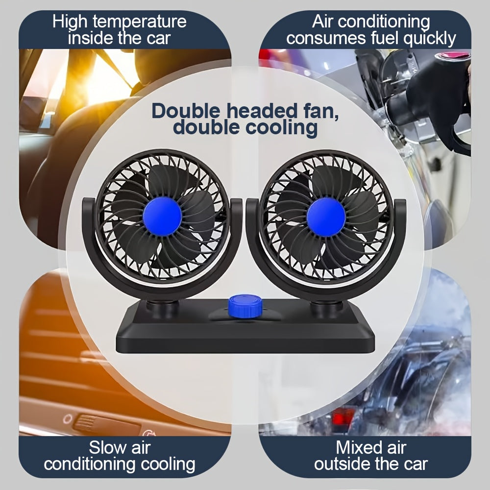 Compact Dual-Head USB Car Fan Foldable Lightweight Ventilation Fan for Car, Office, Outdoor