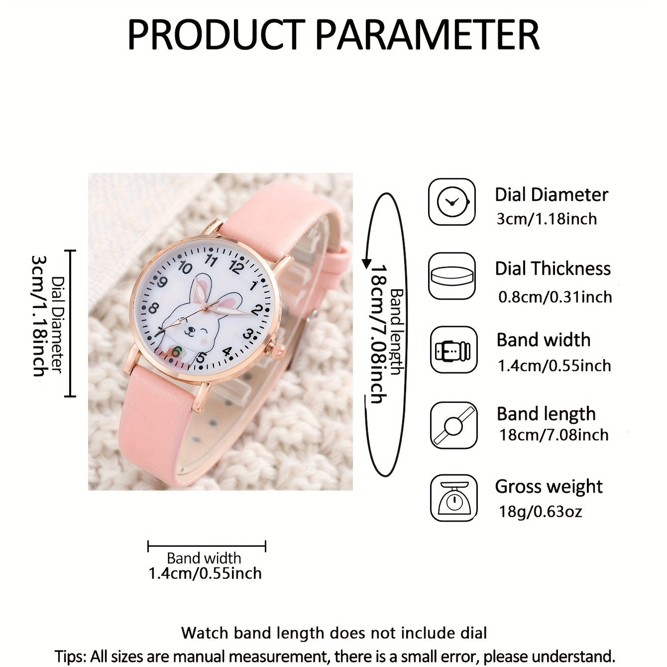 Women's Rabbit-Inspired Watch and Bracelet Set with Faux Leather Bands