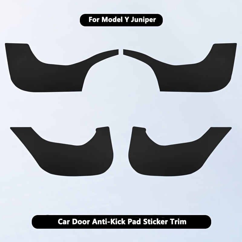 Car Interior Door Kick Protector Trim Faux Leather Decals for Side Panel 4pcs