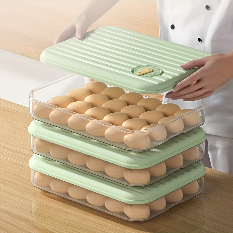 24-Pack Egg Storage Container Plastic Egg Basket with Lid and Freshness Tray