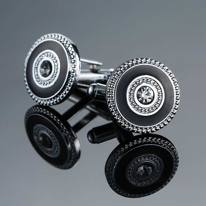 Men's Enamel Cufflinks with Faux Diamond Details Alloy Non-Woven Fabric Pair