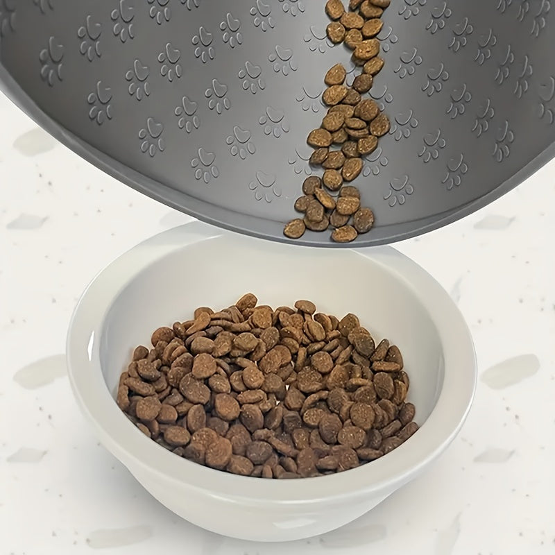 Alfombrilla de silicona gris para mascotas con diseño de huellas para gatos y perros