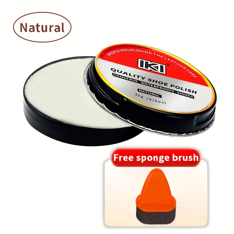 Leather Shoe Care Kit With Polishing Sponge And Wax in Black Brown or Universal