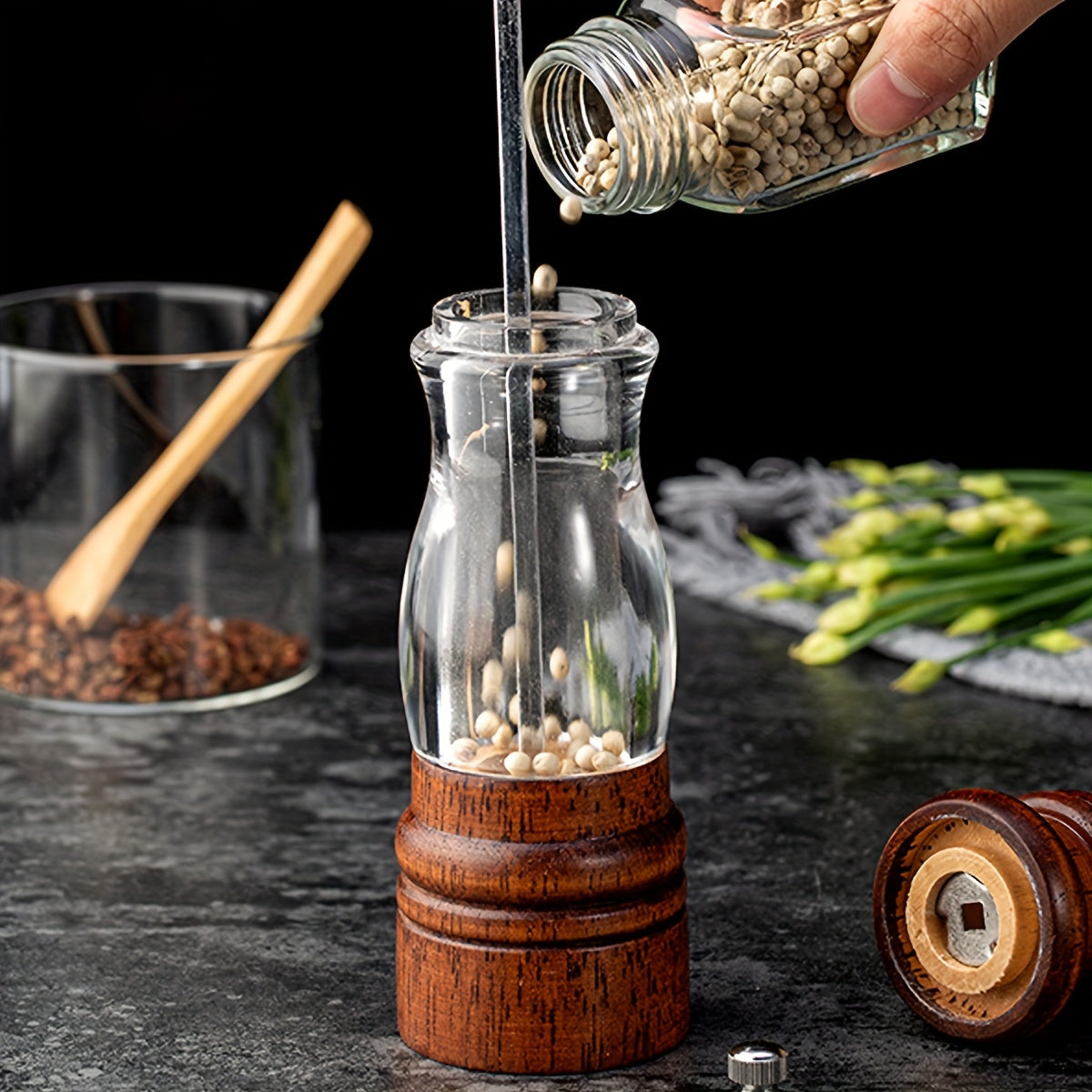 Premium Wooden Pepper Grinder for Home and Restaurant Black Pepper Salt Sea Salt
