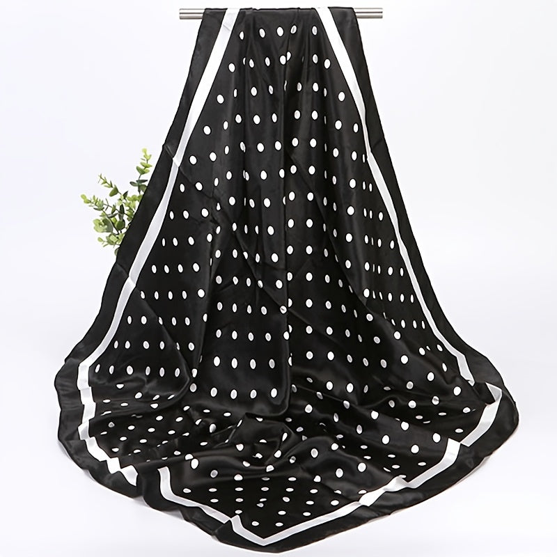 Lightweight Satin Polka Dot Scarf 88.9cm Square Faux Silk Fashion Accessory