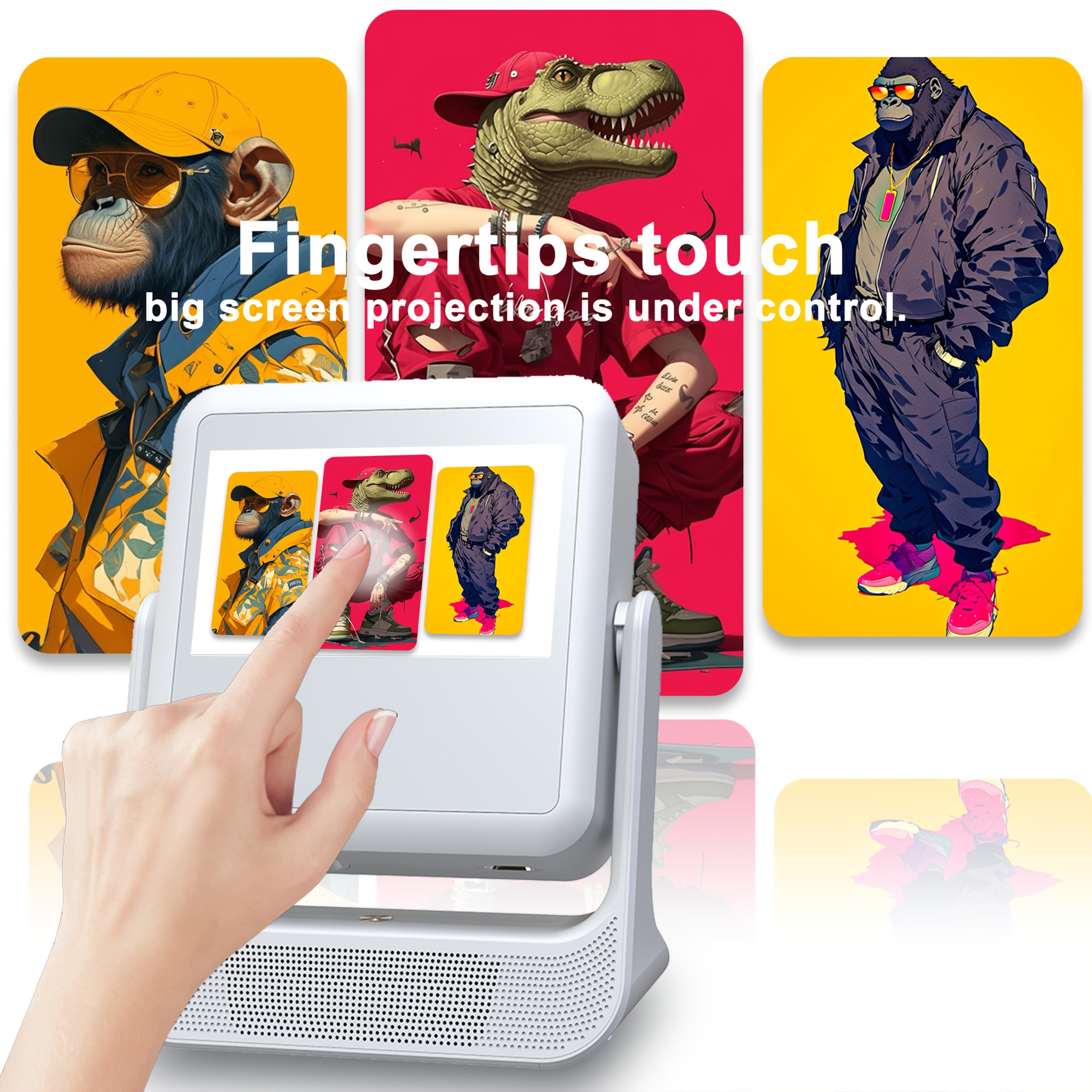 Smart 4K Video Projector with Touchscreen, 1080P, WiFi 6, Autofocus