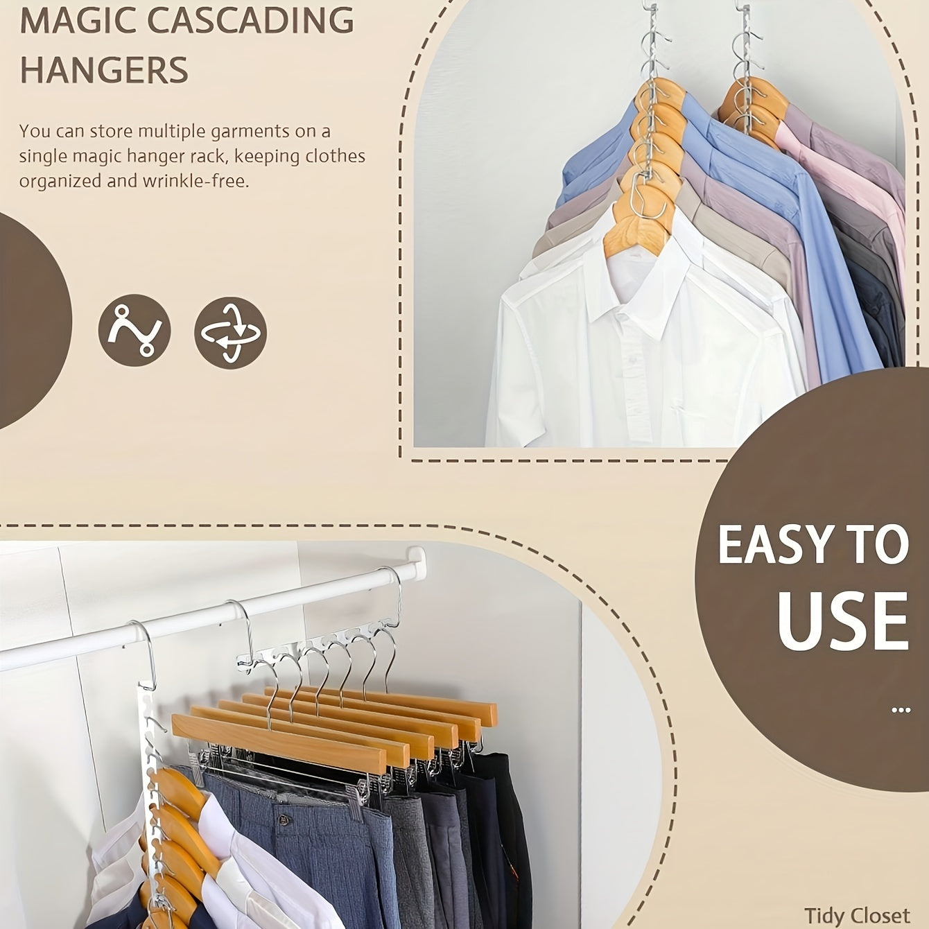 6-Hole Metal Clothes Hanger Durable Space-Saving Wardrobe Organizer