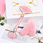 Pink Heart-Shaped Facial Roller and Gua Sha Set for Face and Eye Relaxation