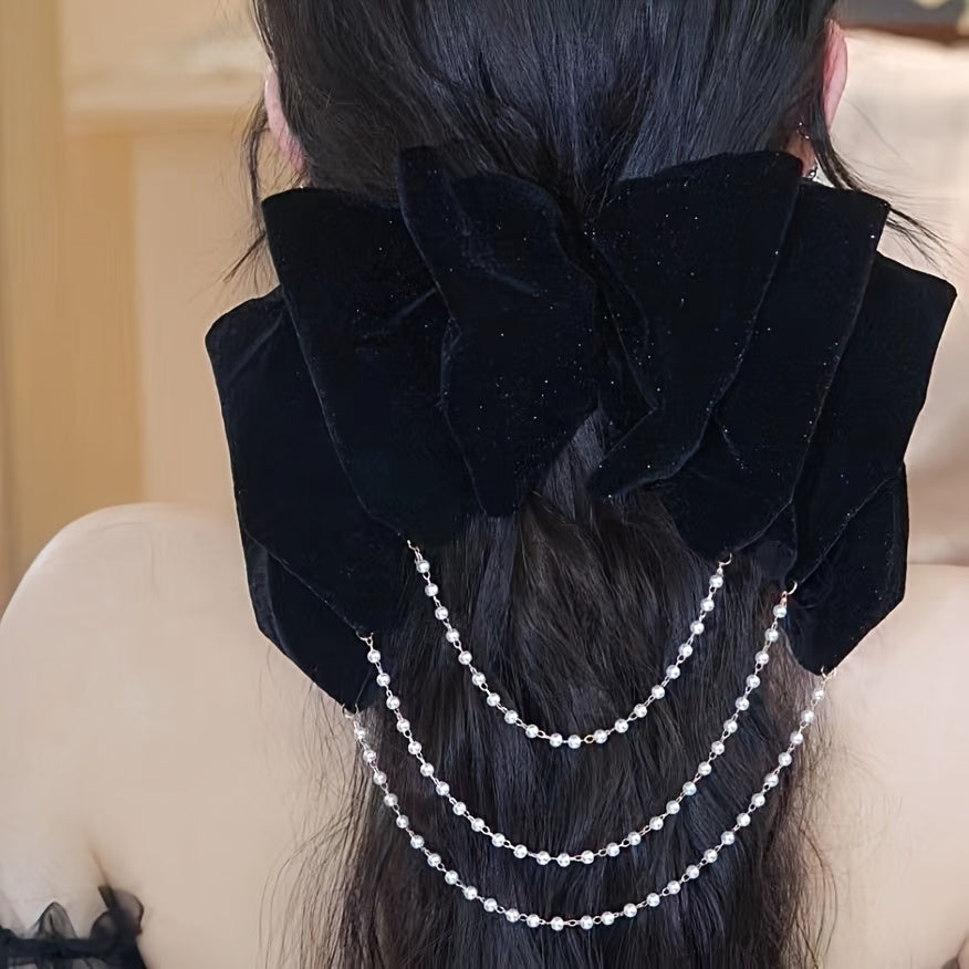 Set of 2 Women Tassel Hair Clips Elegant Spring Hair Accessories Stylish Back of Head Clips