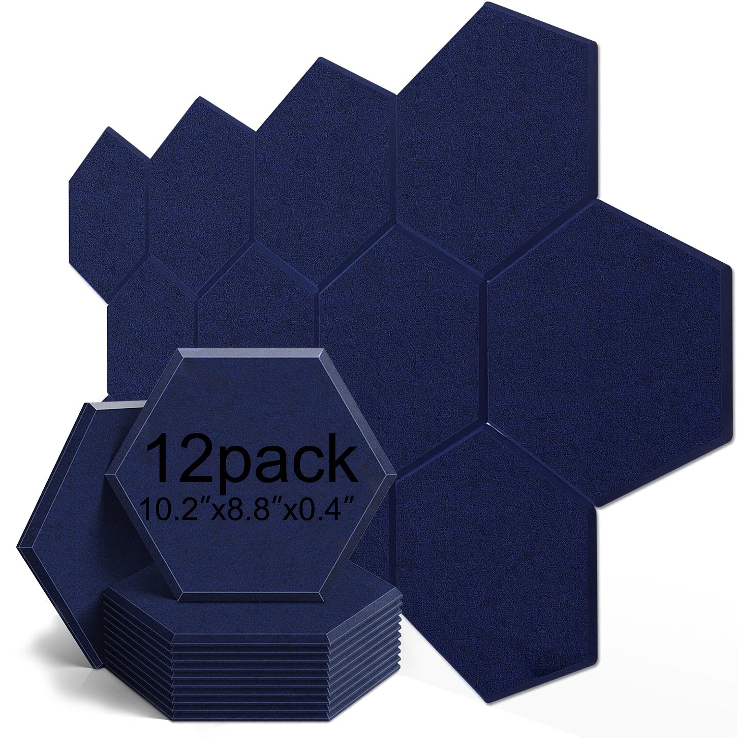 12-Pack Self-Adhesive Hexagonal Acoustic Panels 10.2 x 8.8 Inches for Home Office Studio