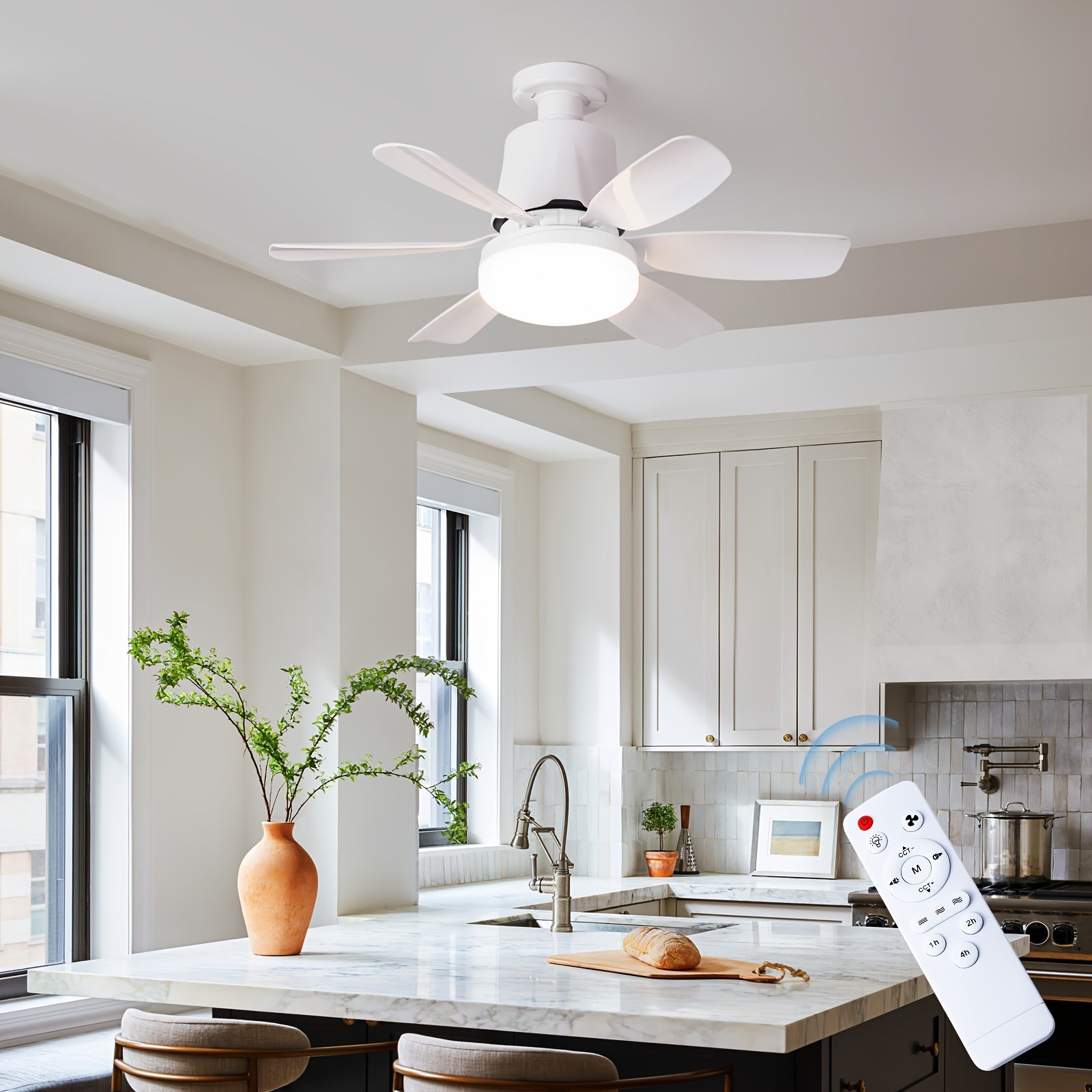 46.99cm LED Commercial Ceiling Fan with 3-Speed, 3 Colors, Dimming, Remote