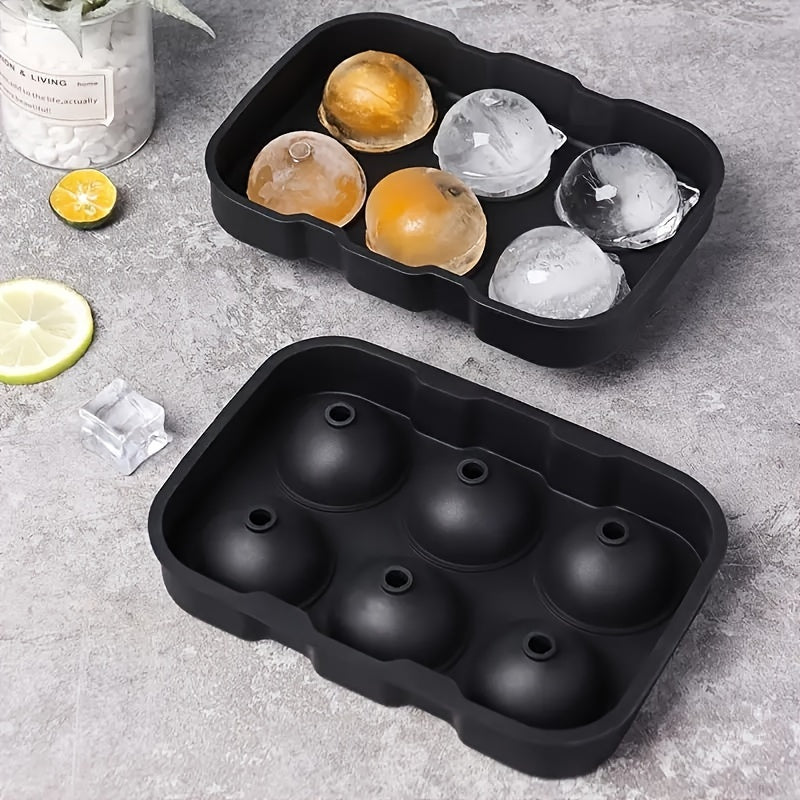Silicone Ice Cube Tray 6 Large Round Cavities for Whiskey and Cocktails