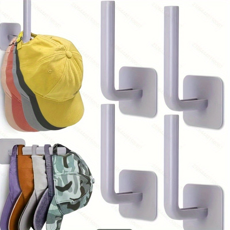 Pack de 4 ganchos de plástico autoadhesivos para sombreros para entrada, baño y dormitorio